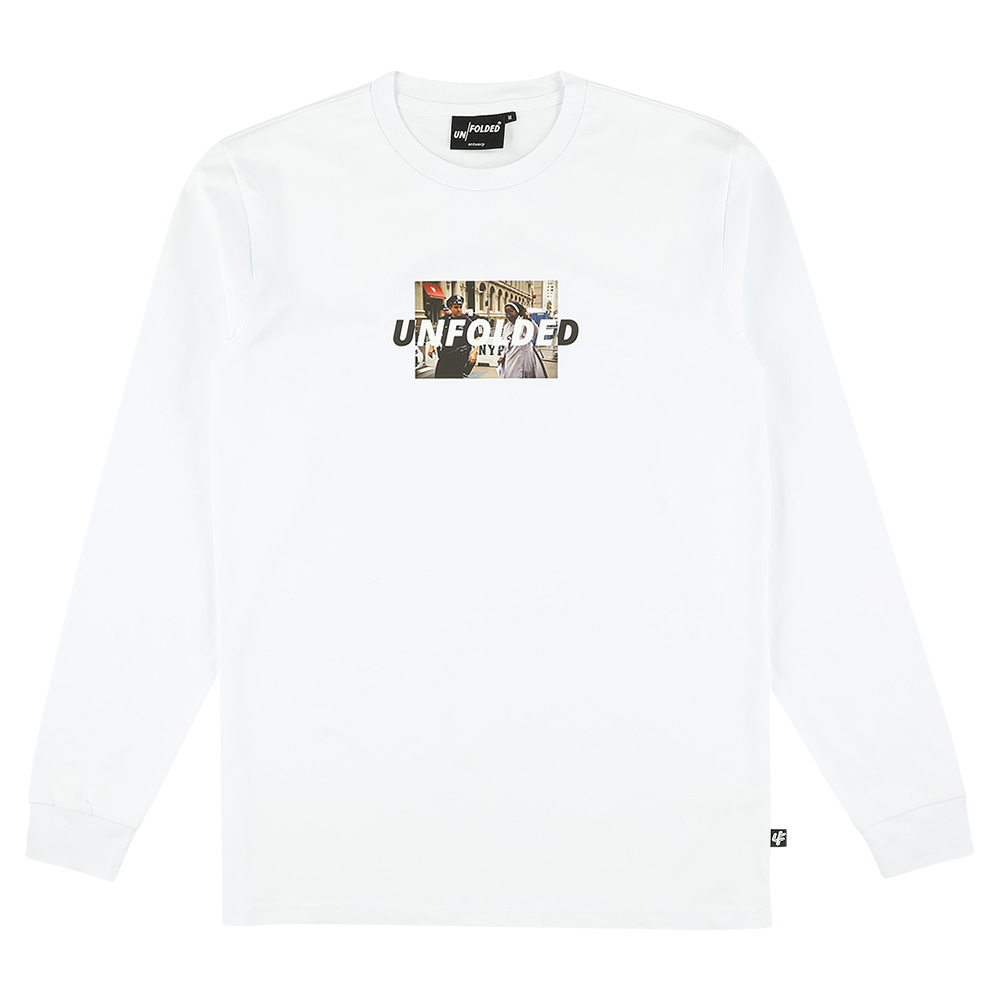 New York In Distress Long Sleeve White - Unfolded